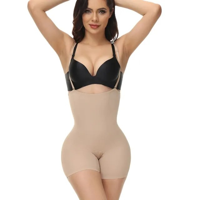 Women's Fashion High Waist Shaping One piece Corset Skin Color M - Shop at LoveMi
