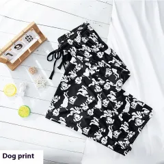 Women's Fashionable Loose Vertical Stripes Slimming Casual Wide-leg Pants - Dog Print - View 1
