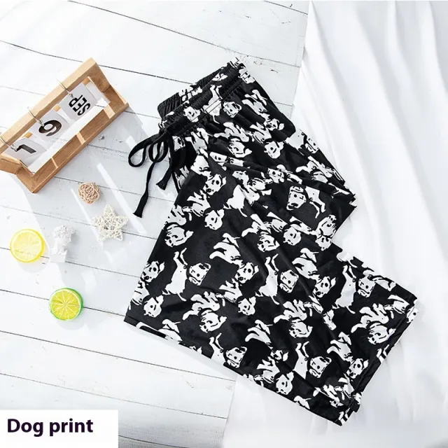 Women's Fashionable Loose Vertical Stripes Slimming Casual Wide leg Pants Dog Print - Shop at LoveMi