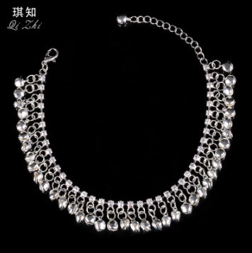 Vintage Gold And Silver Bell Tassel Anklet