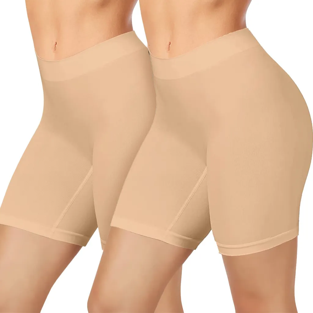 High Waist Belly Contraction Seamless Leggings Women's Plus Size Sports Safety Pants Anti-exposure - 2Pcs Skin Color-Xxl