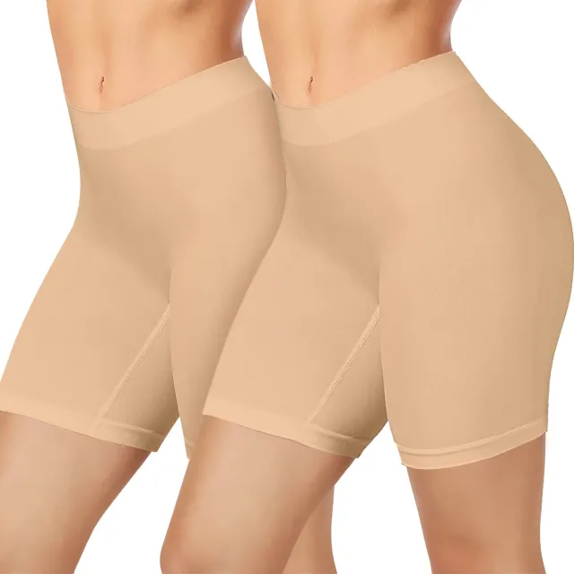 High Waist Belly Contraction Seamless Leggings Women's Plus Size Sports Safety Pants Anti exposure 2Pcs Skin Color Xxl - Shop at LoveMi