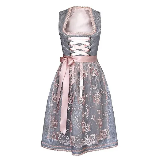 Beer Festival Women's Skirt Square Collar Waist Lace Up Lace Pink - Shop at LoveMi