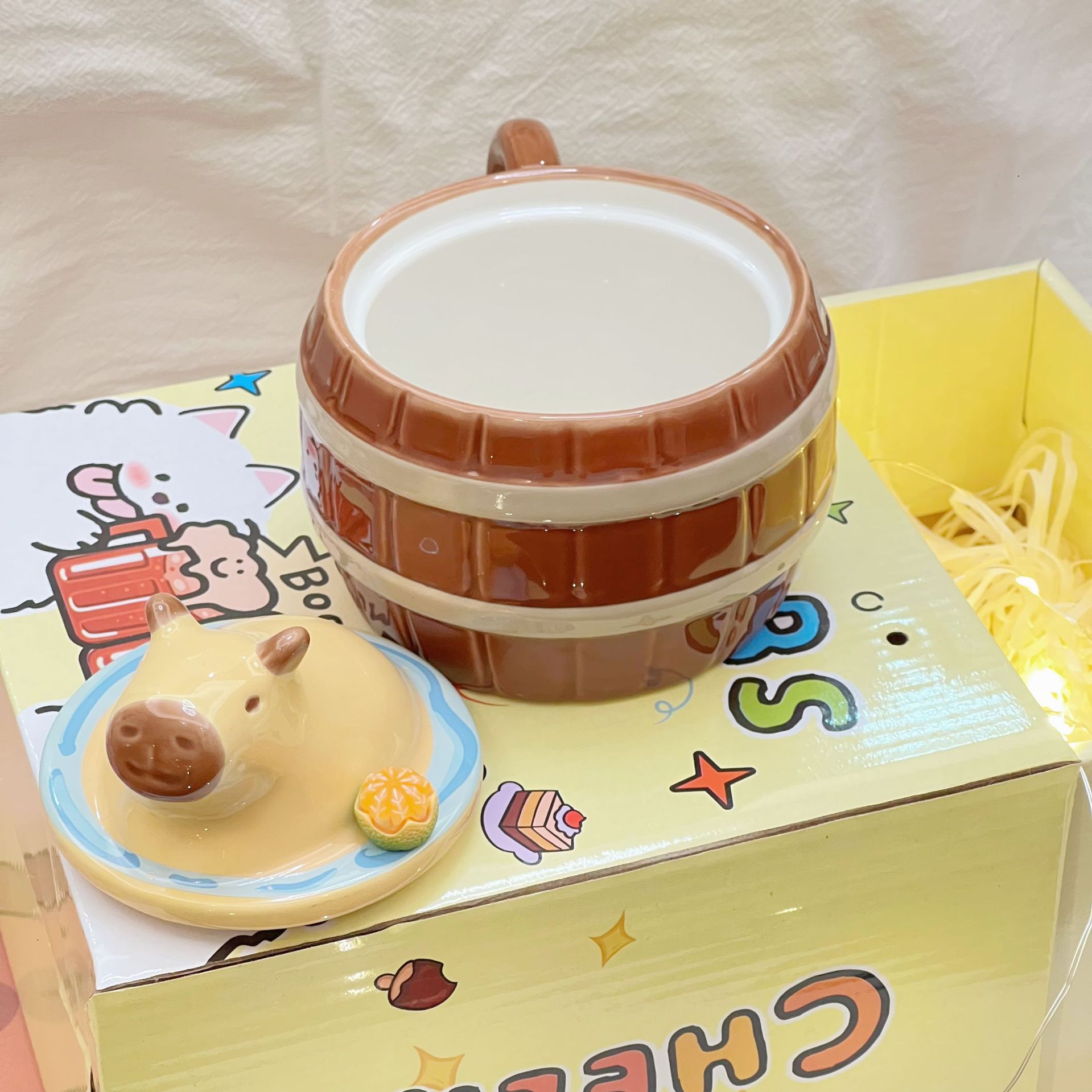 كوب سيراميك بسعة كبيرة بتصميم كابيبارا لطيف