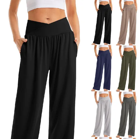 Women's Cross Waist Yoga Pants Loose Trousers Sports