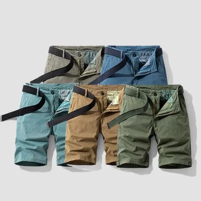 Summer Men's New Design Striped Retro All-matching Loose Cargo Shorts
