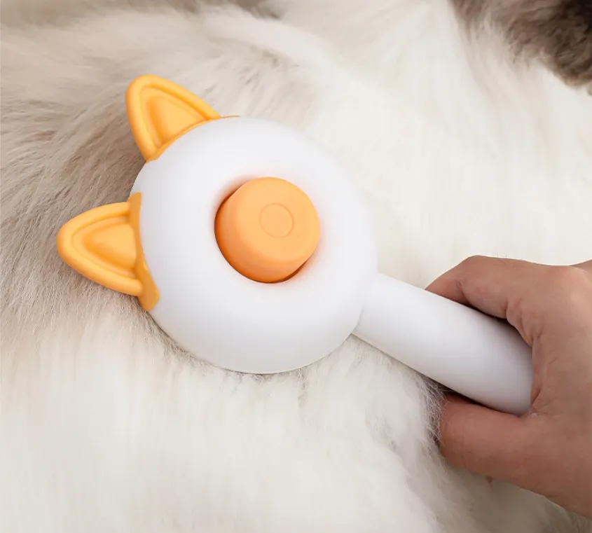 Pet Dog Brush Cat Comb Self Cleaning Pet Hair Remover Brush For Dogs Cats Grooming Tools Pets Dematting Comb Dogs Accessories Pet Products - Orange...