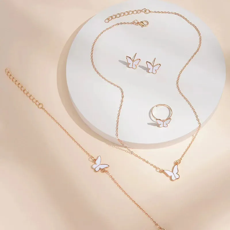 Fashion Butterfly Pendants Necklace Earrings Ring Bracelet