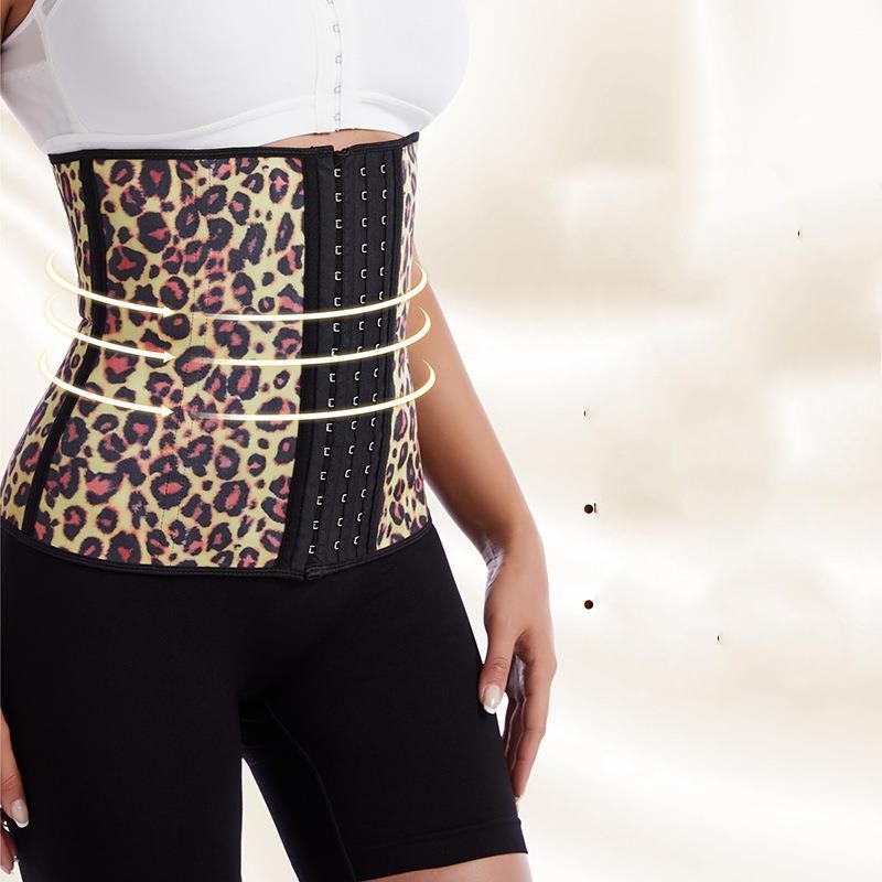 Women's Leopard Print Rubber Belly Band Corset