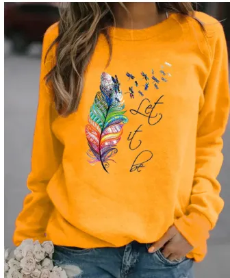 Animal European And American Print Crew Neck Sweater Yellow - Shop at LoveMi