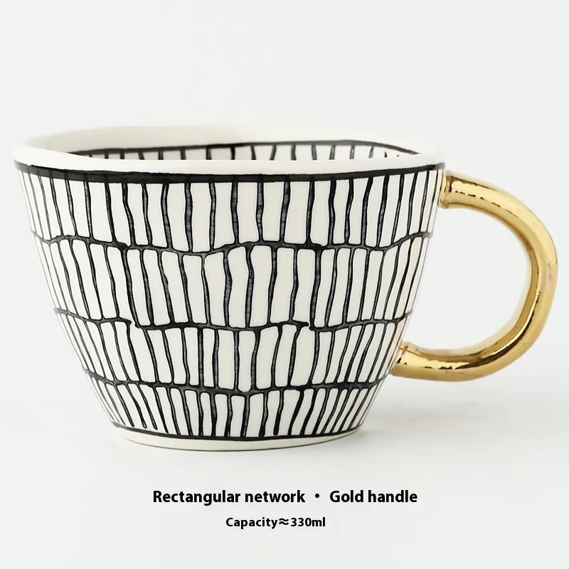 Geometric Hand Pinch Irregular Wide Mouth Ceramic Cup - M