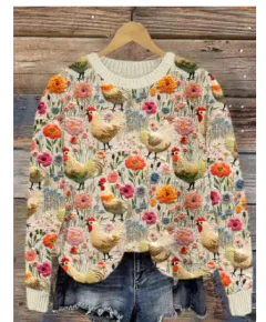 Abstract Style Printed Drop-shoulder Long-sleeve Women's Sweater Casual - As8566Mu-S - View 1