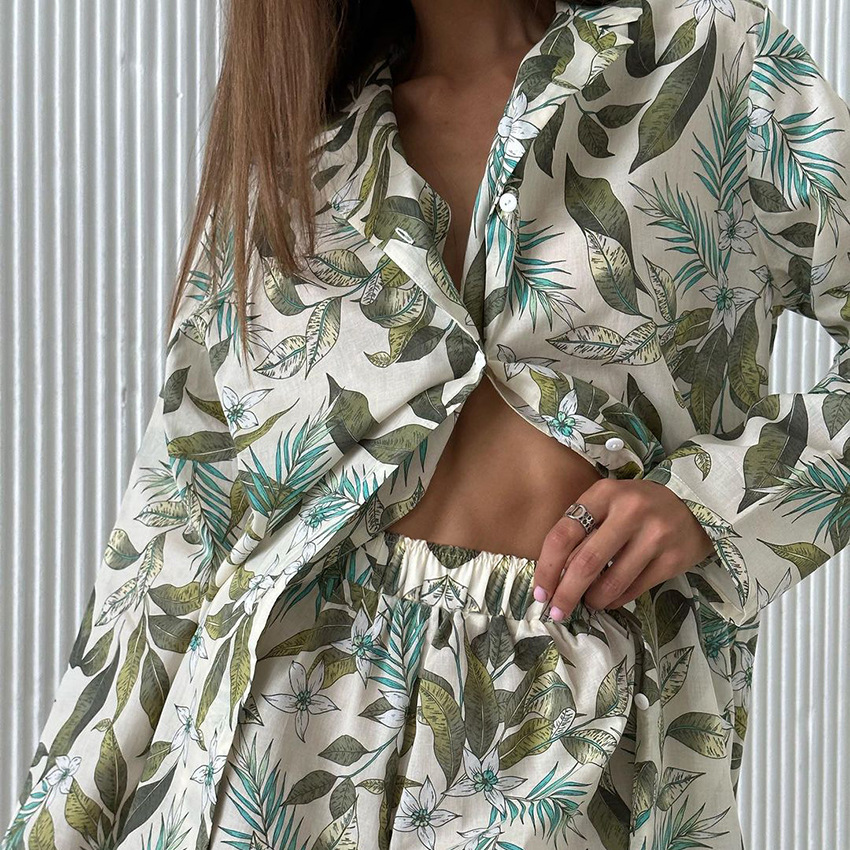 Ladies New Printed Pajamas Two-piece Set