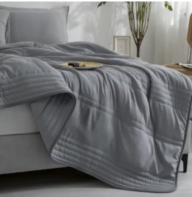 Washed Cotton Summer Quilt Solid Color - Edge Fabric Gray