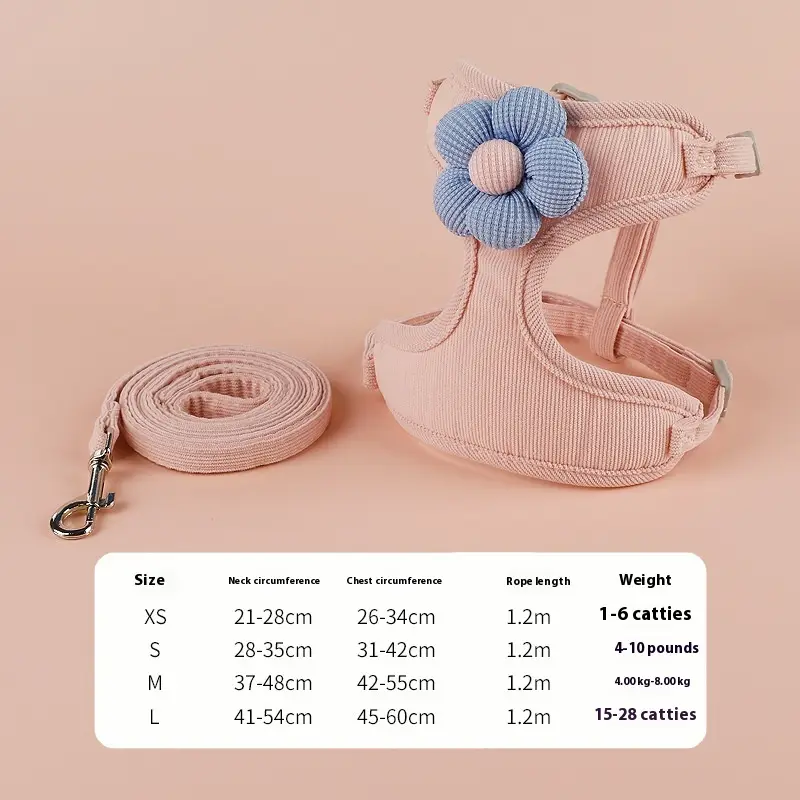 Pet Flower Hand Holding Rope Vest Chest Back