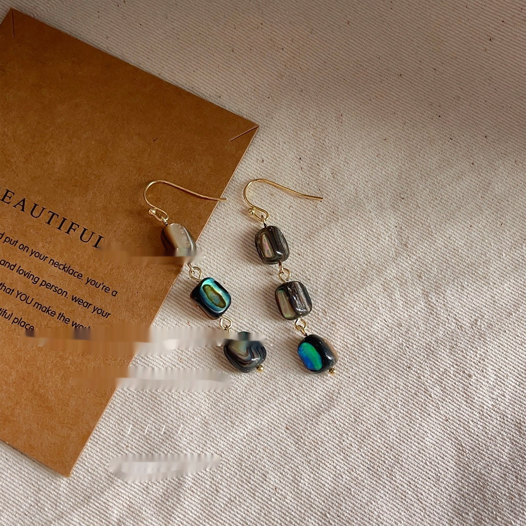 Abalone Shell Design Long Tassel Shaped Earrings