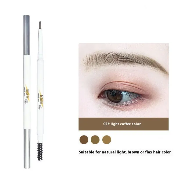 Double headed Eyebrow Pencil Waterproof And Sweat proof Durable 2 Light Brown Triangle Core - Shop at LoveMi