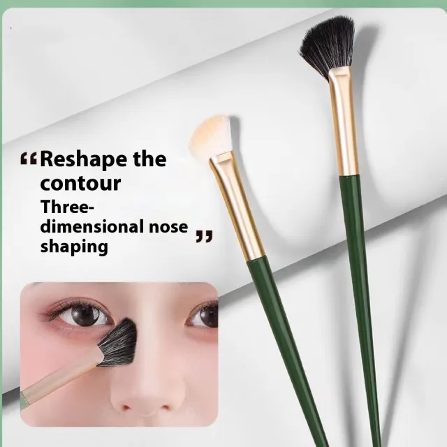 Sickle Eye Countour Brush Oblique Head Half Fan shaped Soft Fur Eye Countour Brush 2 Pcs - Shop at LoveMi
