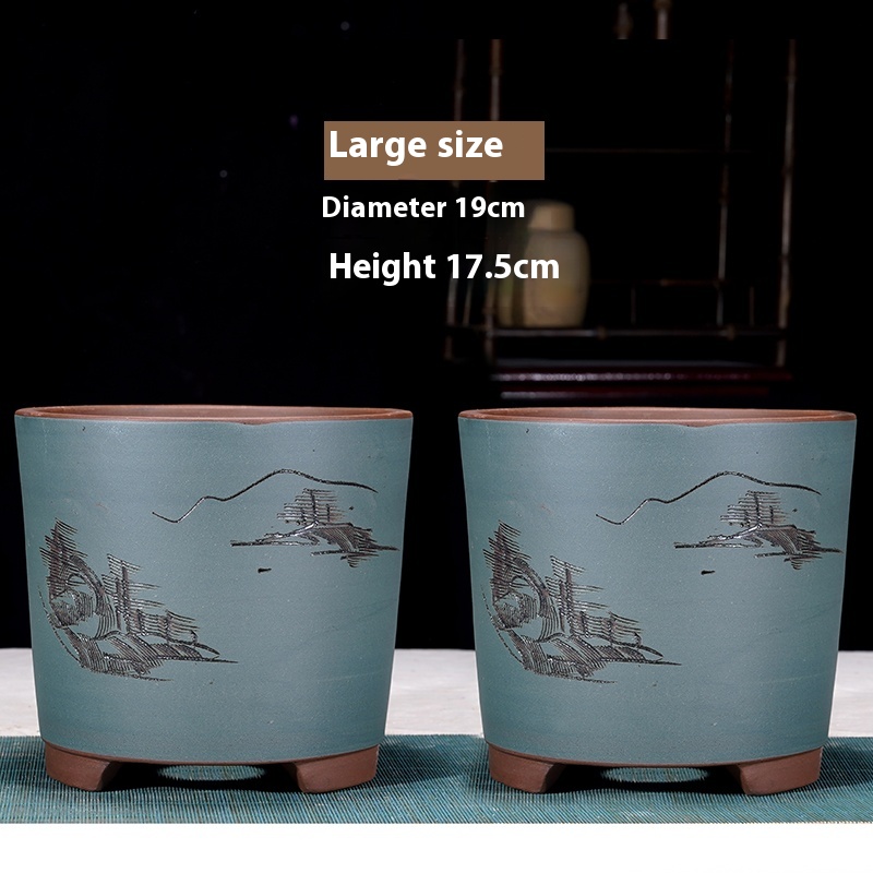 Two large blue engraved small