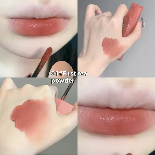 Gege Bear Glaze Point Lip Mud Velvet Matte Matte 01 Early Tea Powder - Shop at LoveMi