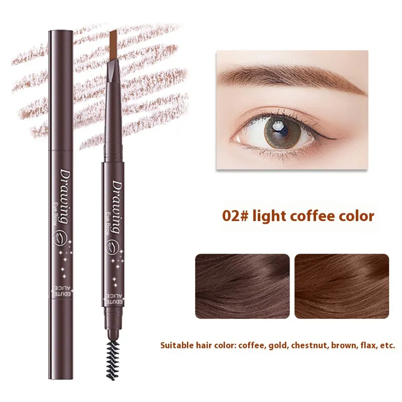 Ultra-fine Triangle Double-headed Eyebrow Pencil Automatic Rotation - 02 Light Brown Plastic Seal