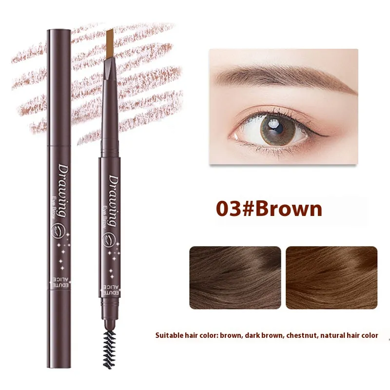Ultra-fine Triangle Double-headed Eyebrow Pencil Automatic Rotation - 03 Brown Plastic Seal