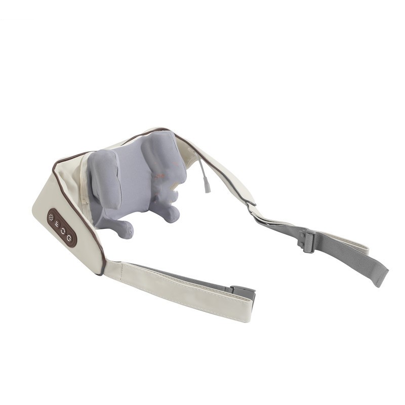 Dredge Neck Massager with Hot Compress. Product information: Power type: AC, Color: Milky White, dark gray, white and brown, pure black, Gear: 4th gear, Specifications: English packaging, Functions: wireless remote control, timing, infrared physiotherapy,