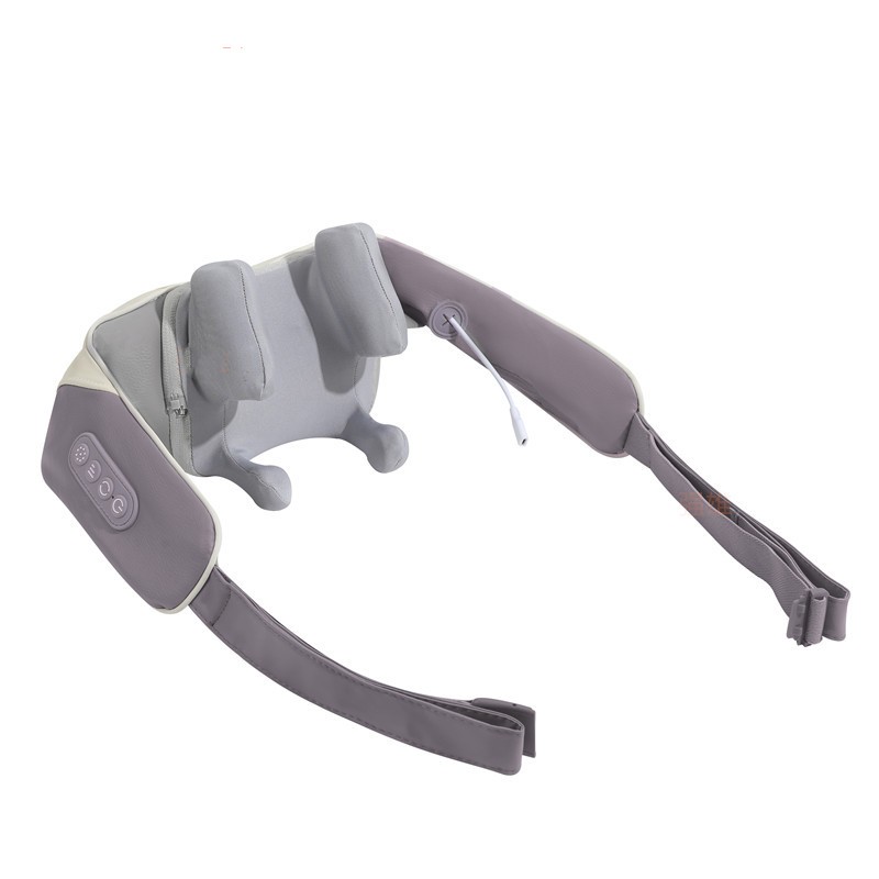 Dredge Neck Massager with Hot Compress. Product information: Power type: AC, Color: Milky White, dark gray, white and brown, pure black, Gear: 4th gear, Specifications: English packaging, Functions: wireless remote control, timing, infrared physiotherapy,