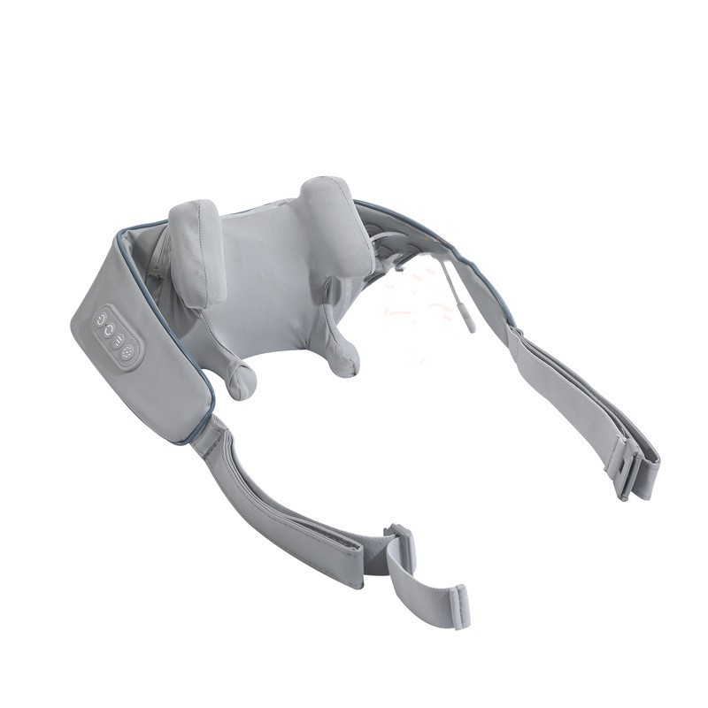 Dredge Neck Massager with Hot Compress. Product information: Power type: AC, Color: Milky White, dark gray, white and brown, pure black, Gear: 4th gear, Specifications: English packaging, Functions: wireless remote control, timing, infrared physiotherapy,