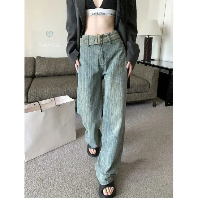 Women's Fashion Straight Wide leg Pants Blue - Shop at LoveMi