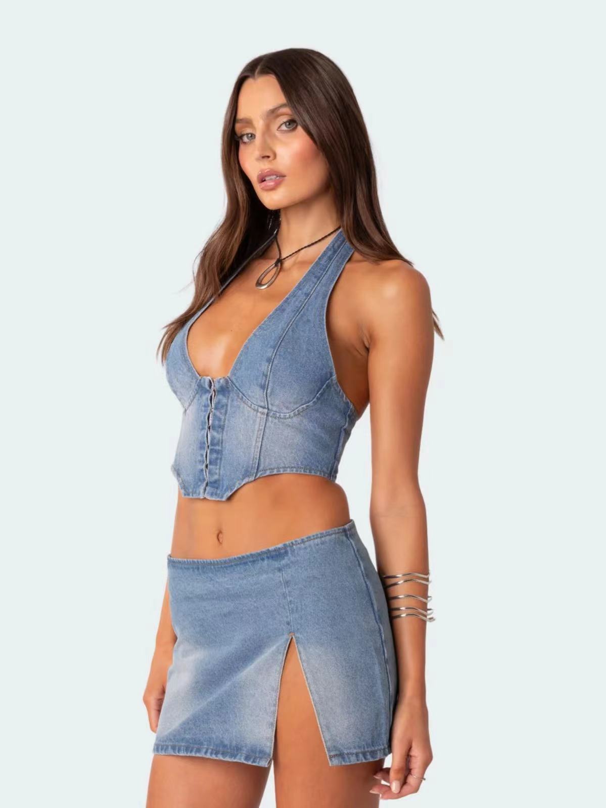 Blue Denim Corset