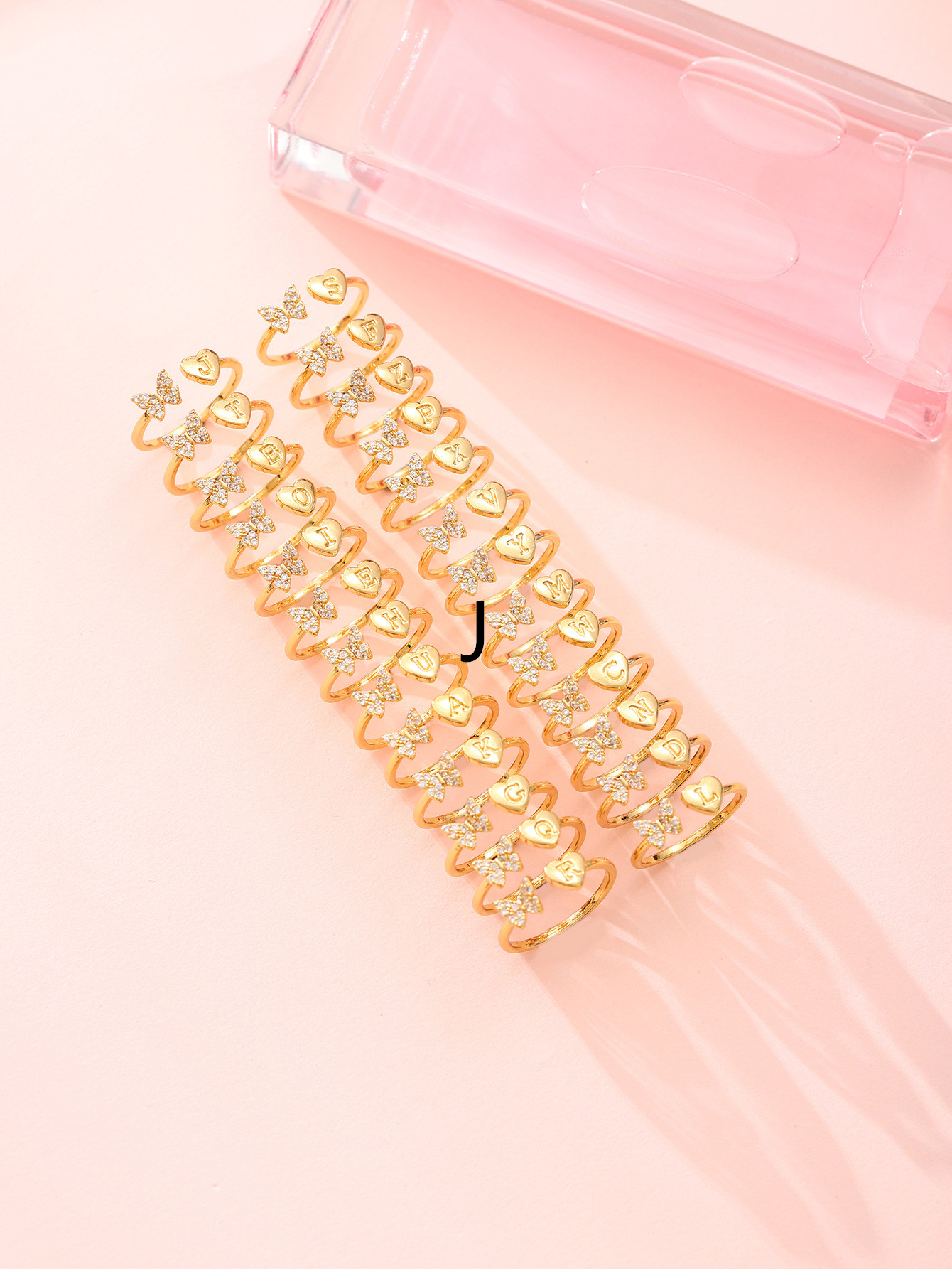 Fashion Zircon Butterfly Love Letters Ring Women