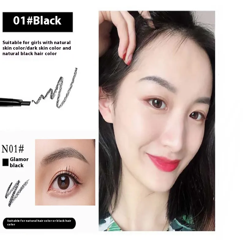 Double-headed Automatically Rotate Eyebrow Pencil Waterproof - 1 Black