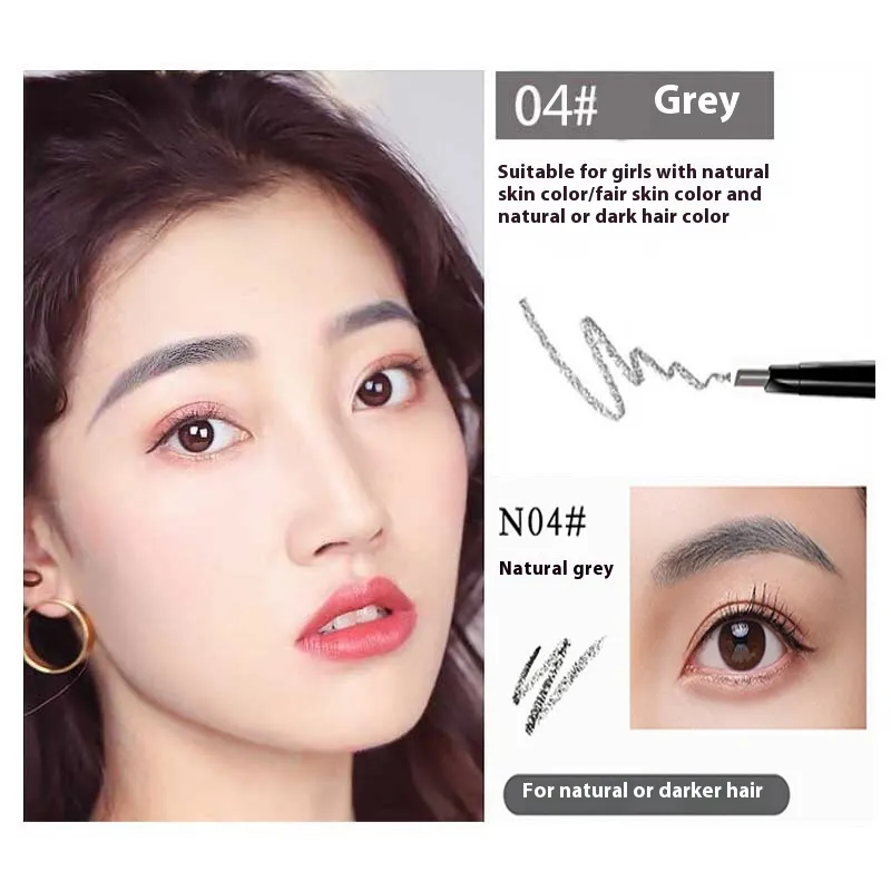 Double-headed Automatically Rotate Eyebrow Pencil Waterproof - 4 Gray