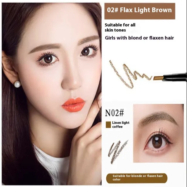 Double headed Automatically Rotate Eyebrow Pencil Waterproof 2 Light Coffee - Shop at LoveMi