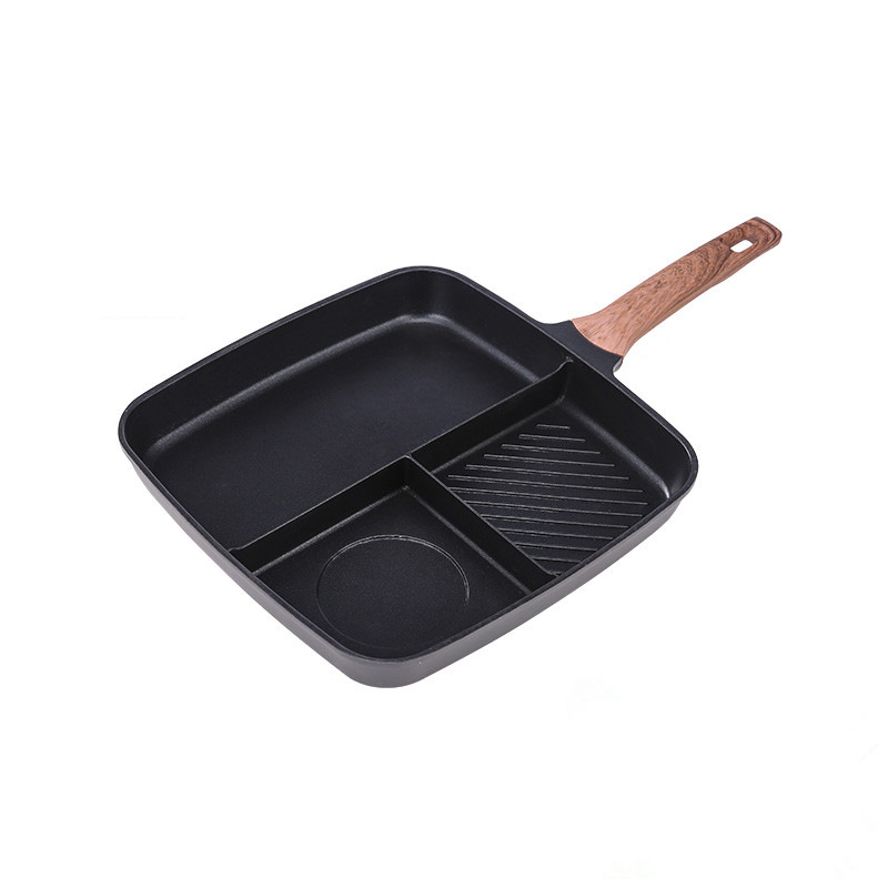 Three grid frying pan