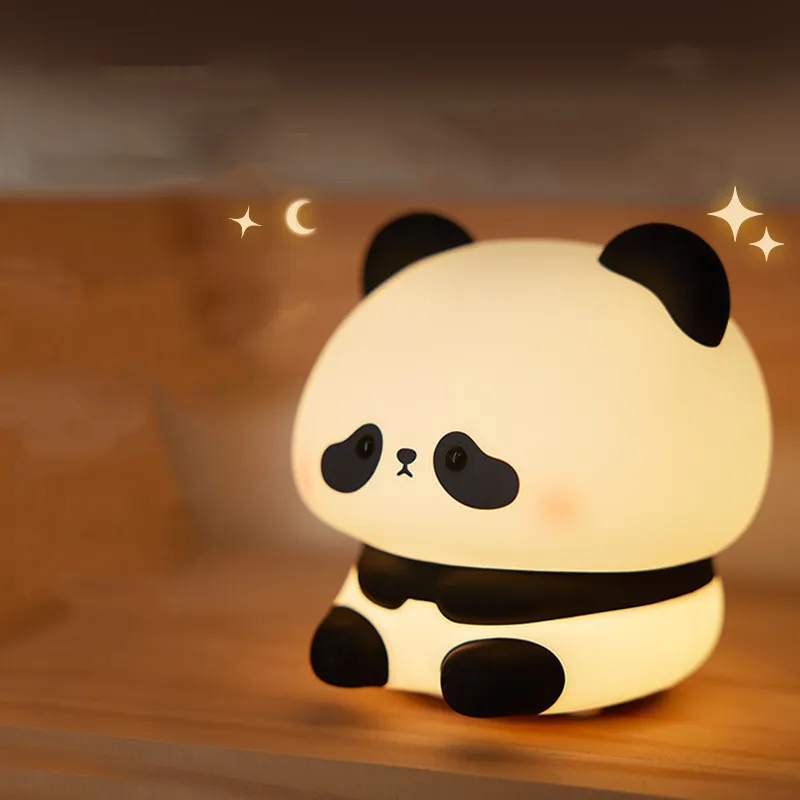 Panda Night Lights For Kids Cute Animal Silicone Timing Rechargeable Lamp Cartoon Panda Bedroom Decoration Kids Boys Girls Gift – image 8