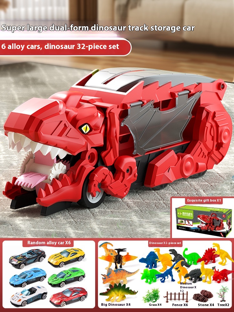 Red With 6 Cars 32 Dinosaurs