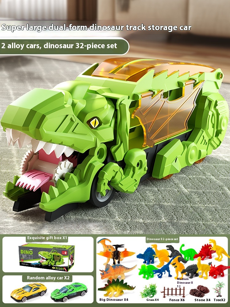 Green With 2 Cars 32 Dinosaurs