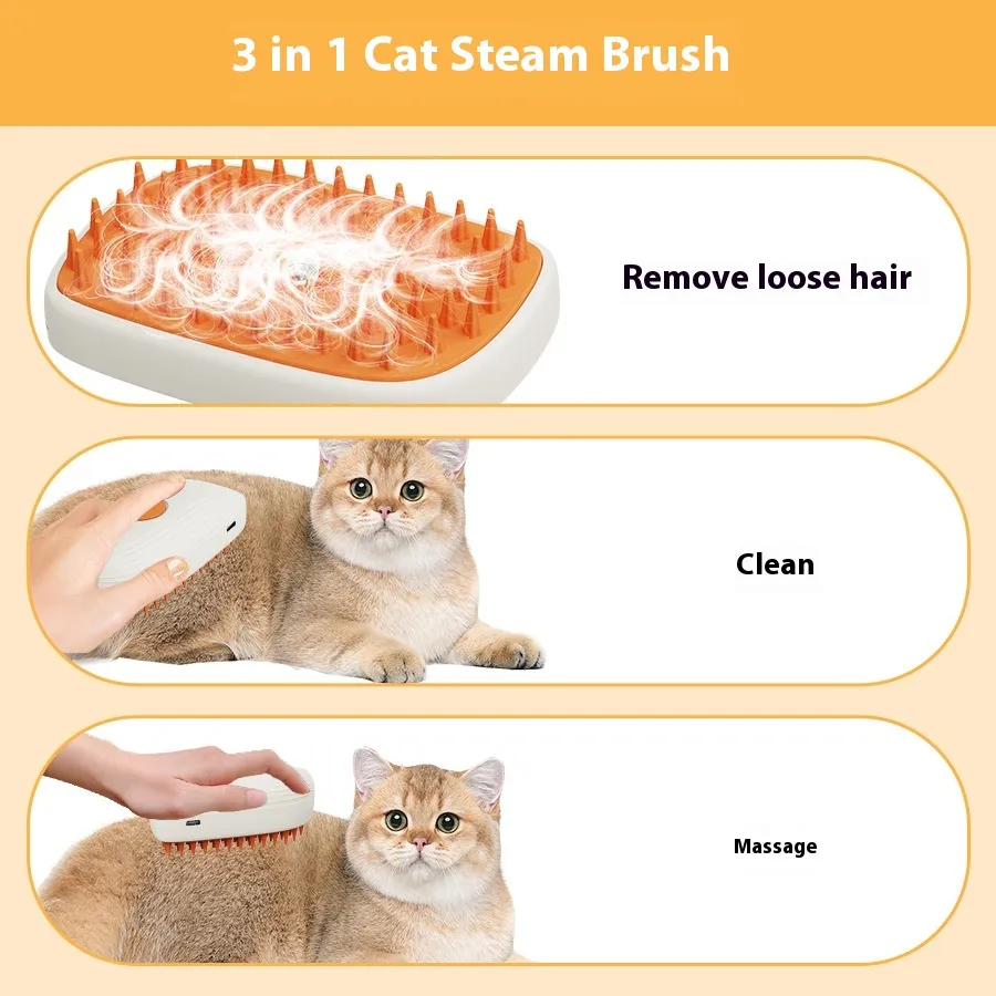 USB Rechargeable Pets Steam Brush Spray Massage Comb Pet Grooming Tools Cat Steam Comb Pet Products – image 6
