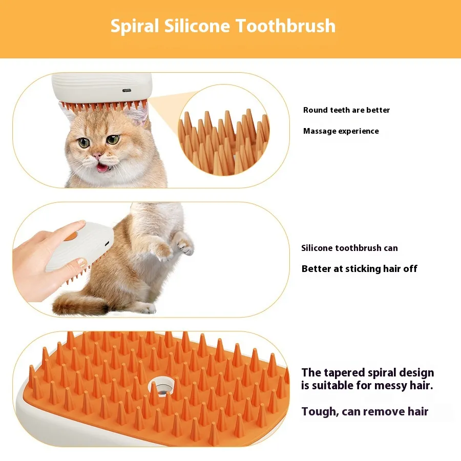 USB Rechargeable Pets Steam Brush Spray Massage Comb Pet Grooming Tools Cat Steam Comb Pet Products – image 7