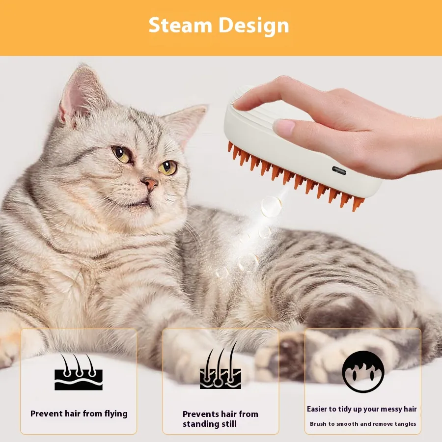 USB Rechargeable Pets Steam Brush Spray Massage Comb Pet Grooming Tools Cat Steam Comb Pet Products – image 5