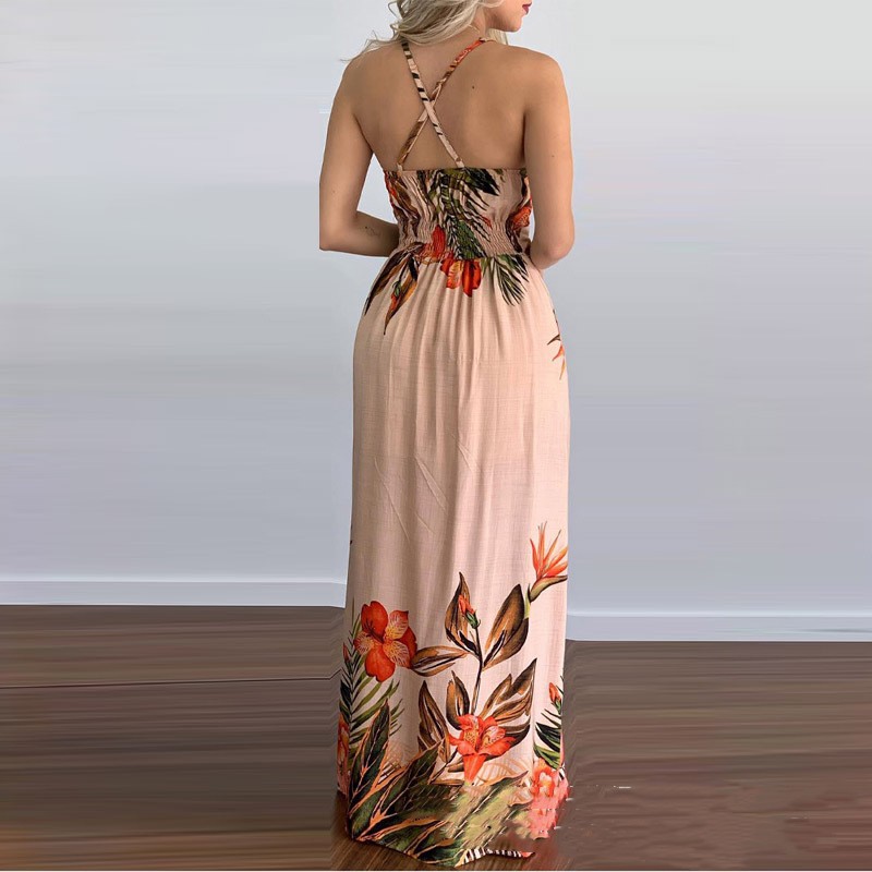 Women's Sling Positioning Burning Flower Dress