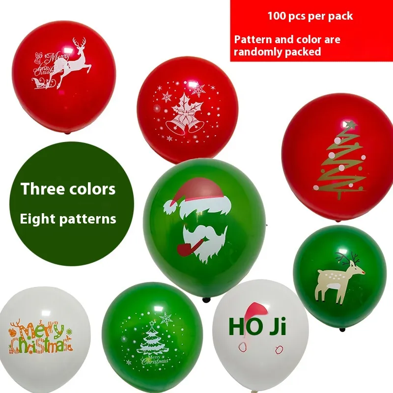 Christmas New Year Balloon Set Festival Decorations Arrangement Props - 100 Pieces Per Pack