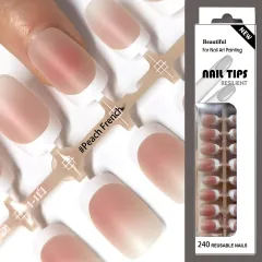 Frosted Nail Tip Sub-size Wear European Square - 02 French Peach 240 Pieces - View 1