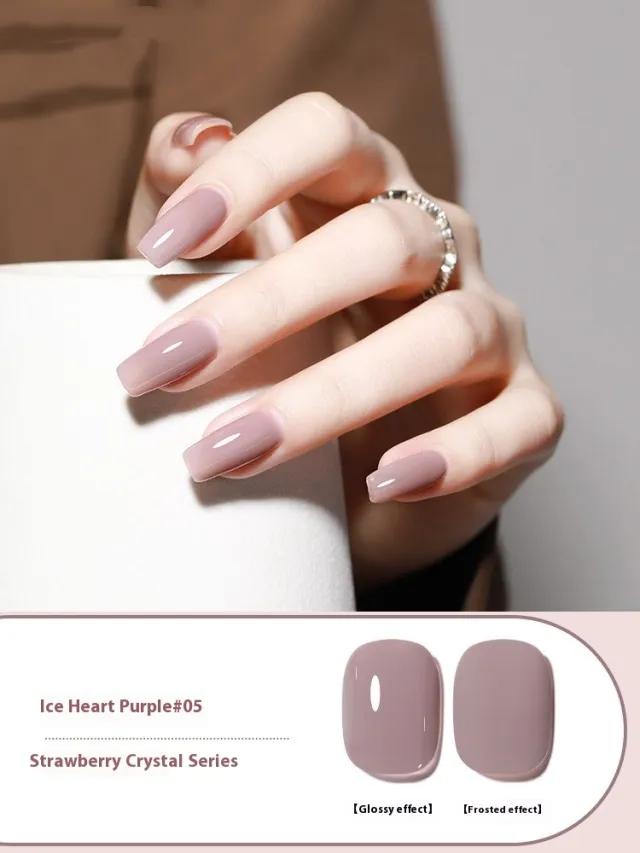 Ice Transparent Nude Color Gel Nail Polish All match Ice Heart Purple 05 - Shop at LoveMi