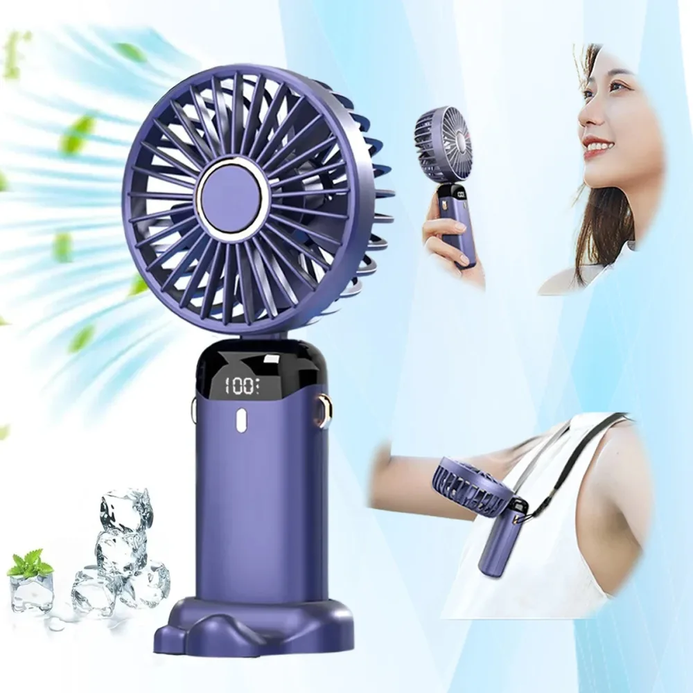 USB Rechargeable Mini Portable Handheld Electric Fan Foldable Neck