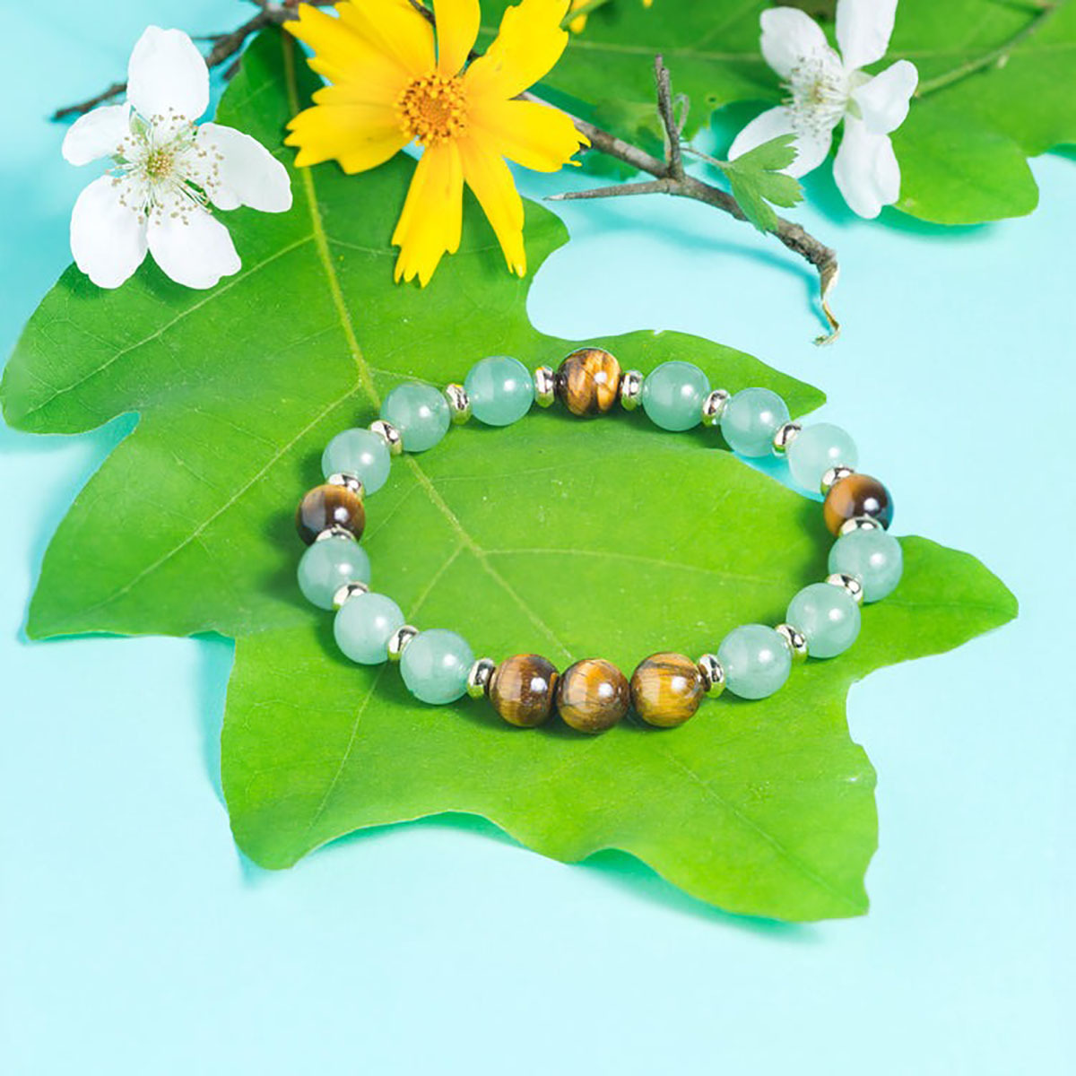 Hand-made High-grade Green Dongling Tiger Eye Stone Beads Without Cards