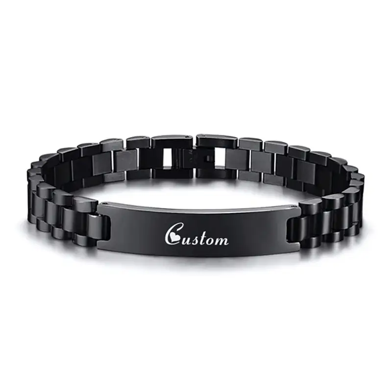 Stainless Steel Adjustable Watch Strap DIY Engraved Curved Bracelet