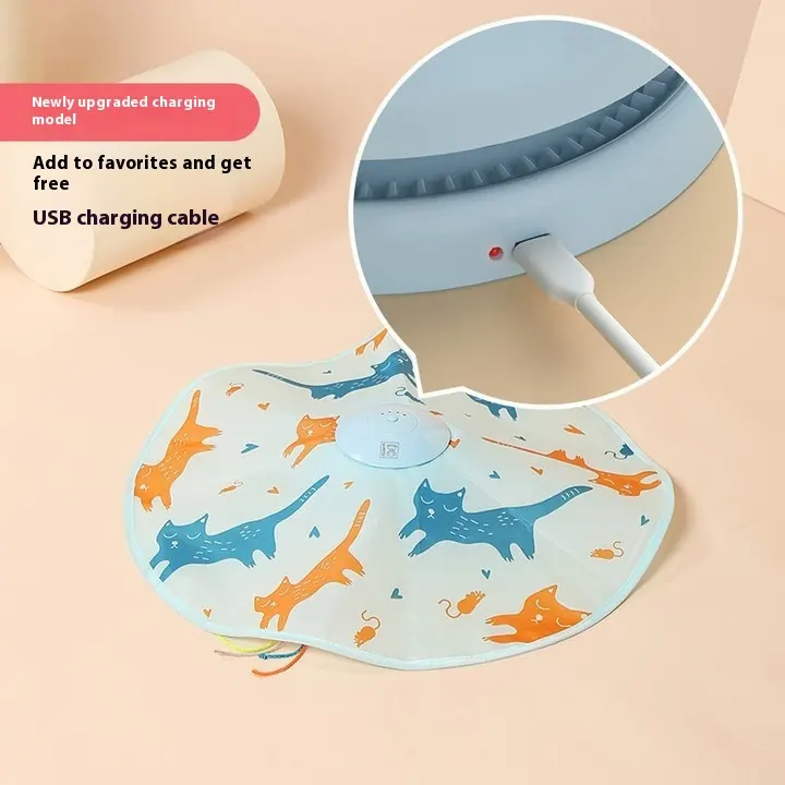 Cat Toy Teaser Self-Hi Turntable Electric — Light Blue Rechargeable